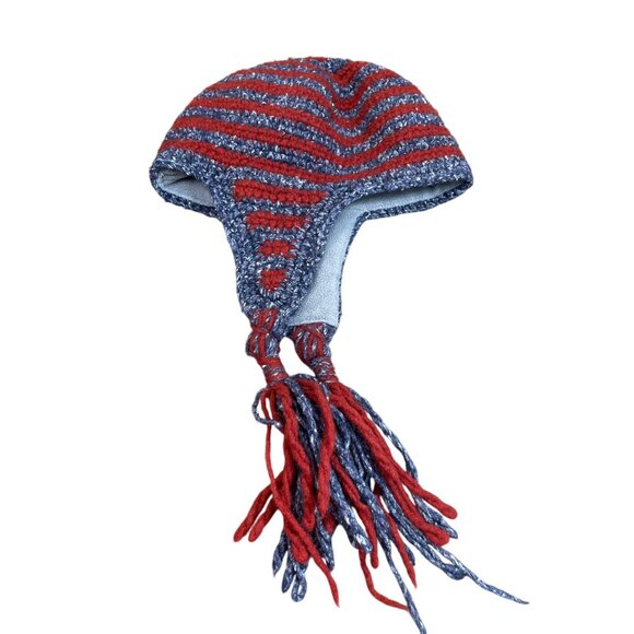 Native Creation Handmade gray red wool Earflap winter hat SKU 9173 - Picture 14 of 14